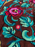 Cross-Stitch Floral Wall Hanging, Blue & Ochre, 200x120 cm, view 5