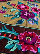 Cross-Stitch Floral Wall Hanging, Blue & Ochre, 200x120 cm, view 7