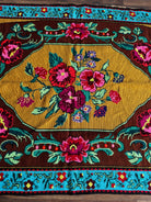 Cross-Stitch Floral Wall Hanging, Blue & Ochre, 200x120 cm, view 8