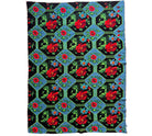Cross-Stitch Rose Wall Tapestry, Black & Blue, 186x133 cm