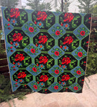 Cross-Stitch Rose Wall Tapestry, Black & Blue, 186x133 cm, view 11