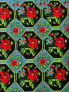 Cross-Stitch Rose Wall Tapestry, Black & Blue, 186x133 cm, view 2