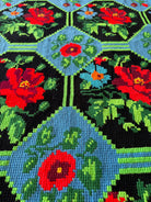 Cross-Stitch Rose Wall Tapestry, Black & Blue, 186x133 cm, view 4