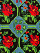 Cross-Stitch Rose Wall Tapestry, Black & Blue, 186x133 cm, view 6