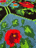 Cross-Stitch Rose Wall Tapestry, Black & Blue, 186x133 cm, view 7