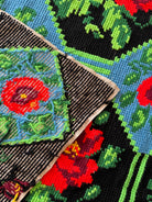 Cross-Stitch Rose Wall Tapestry, Black & Blue, 186x133 cm, view 9