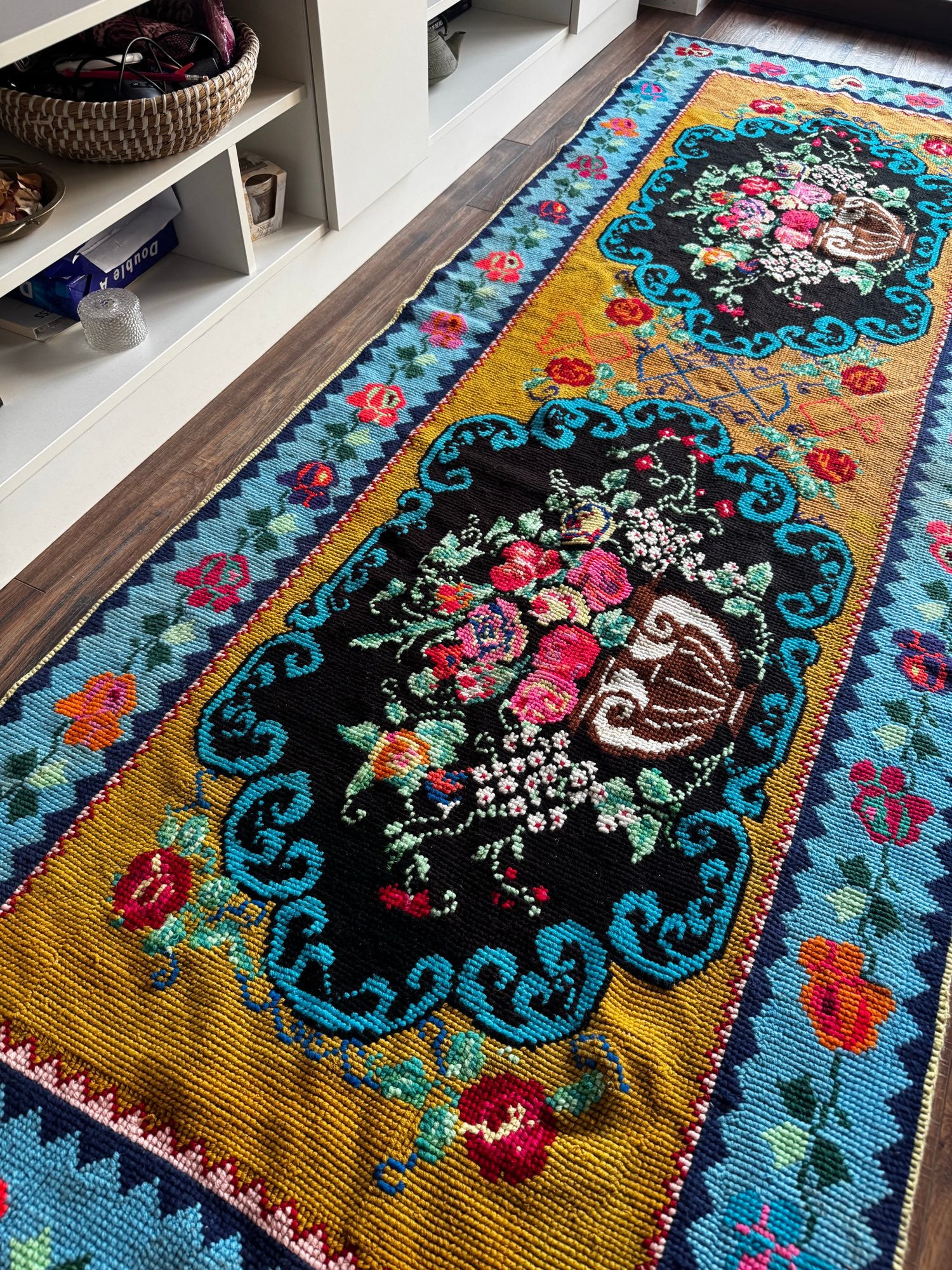 Cross-Stitch Wall Hanging, Flower Baskets, 275x95 cm, view 3