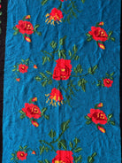 Cross-Stitch Wall Tapestry with Roses, Blue, 250x135 cm, view 12