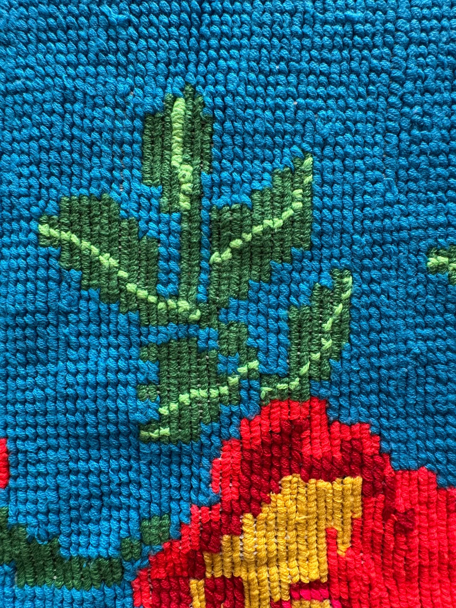 Cross-Stitch Wall Tapestry with Roses, Blue, 250x135 cm, view 3