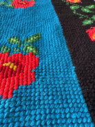 Cross-Stitch Wall Tapestry with Roses, Blue, 250x135 cm, view 4