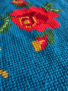 Cross-Stitch Wall Tapestry with Roses, Blue, 250x135 cm, view 7