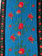 Cross-Stitch Wall Tapestry with Roses, Blue, 250x135 cm, view 9
