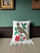 Large Embroidered Bird Pillow Case with Lace, 40x49 cm, view 2