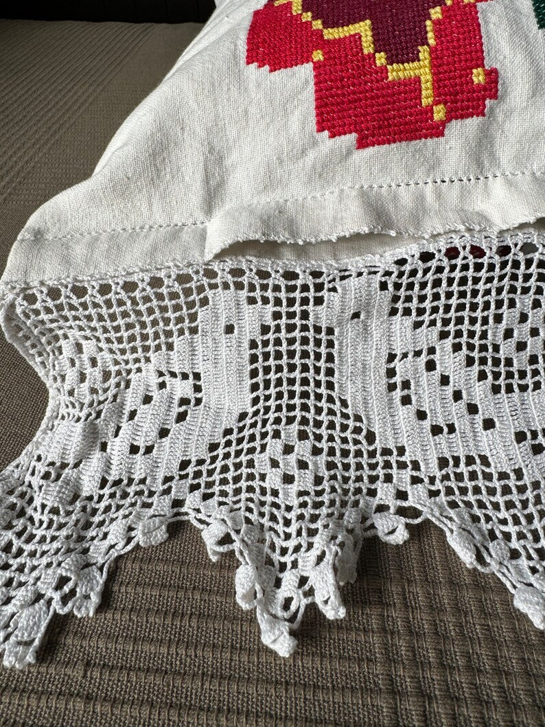 Large Embroidered Bird Pillow Case with Lace, 40x49 cm, view 9