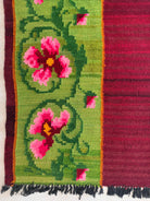 Handwoven Green Floral Bessarabian Wool Rug, 275x140 cm, view 4