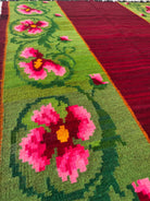 Handwoven Green Floral Bessarabian Wool Rug, 275x140 cm, view 5