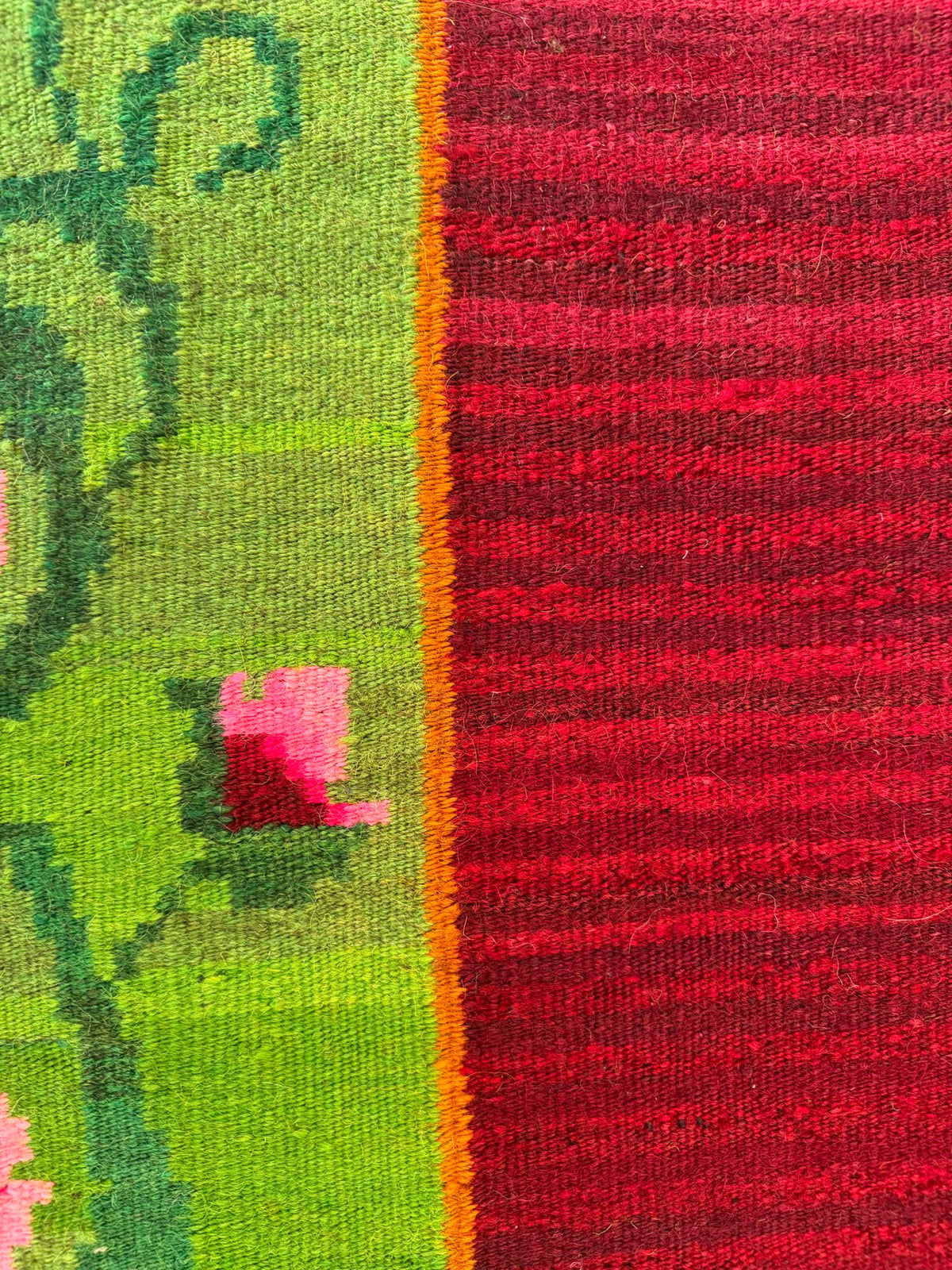 Handwoven Green Floral Bessarabian Wool Rug, 275x140 cm, view 9