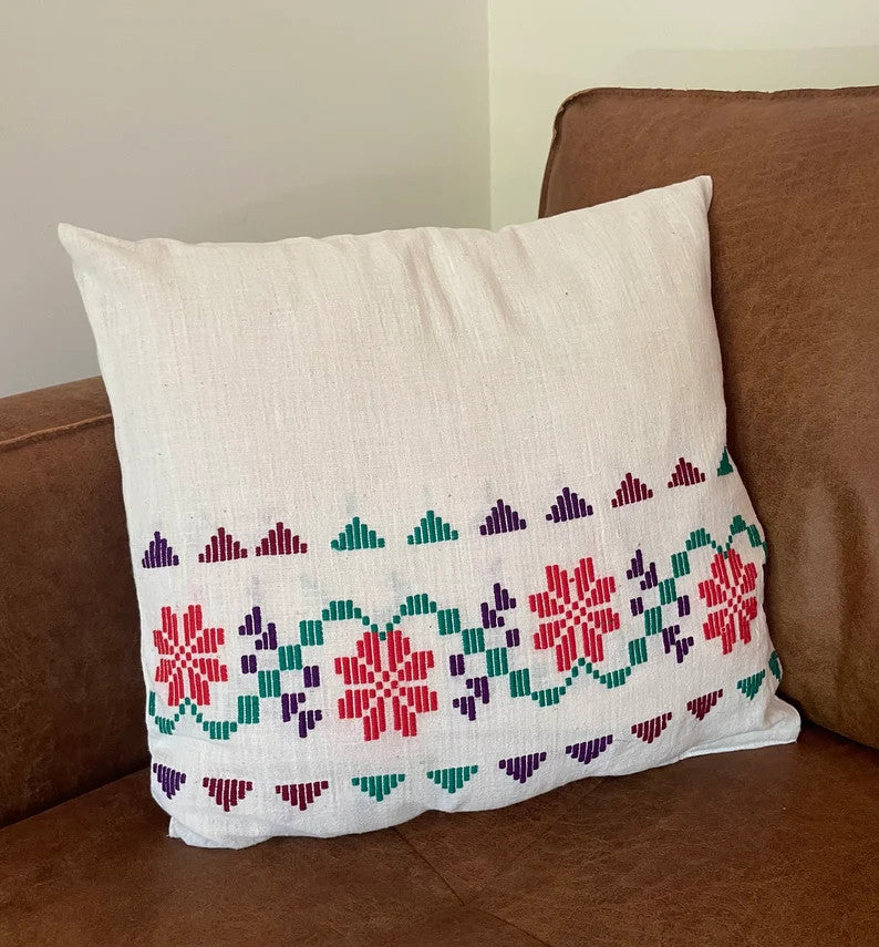 Floral Handmade Pillow Case, Rustic Farmhouse, 45x41 cm