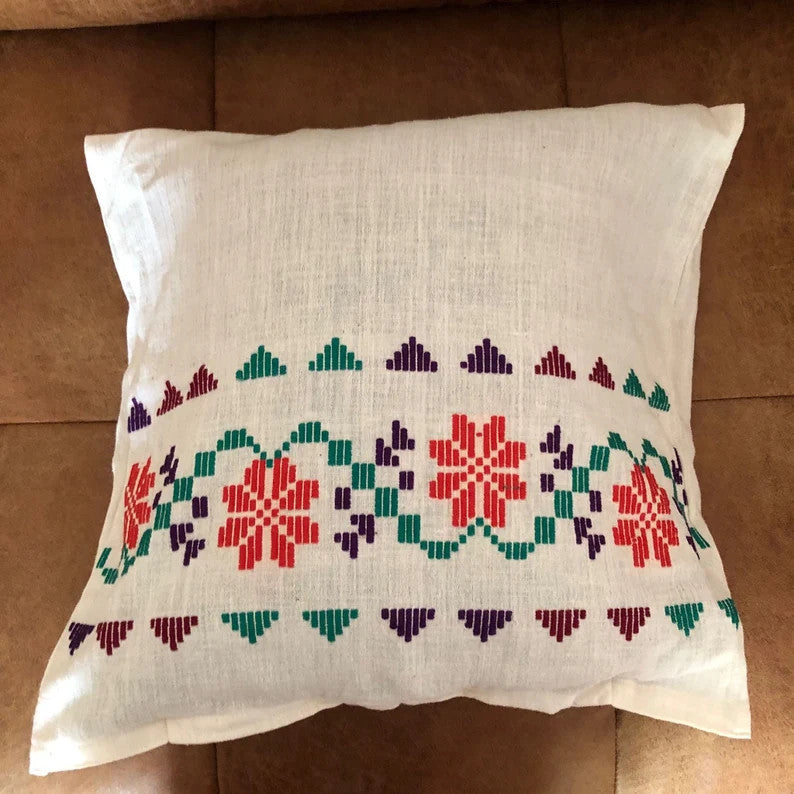 Floral Handmade Pillow Case, Rustic Farmhouse, 45x41 cm, view 3