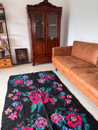 Vintage Black Floral Maramureș Wool Rug, 200x120 cm, view 13