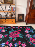 Vintage Black Floral Maramureș Wool Rug, 200x120 cm, view 15