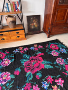 Vintage Black Floral Maramureș Wool Rug, 200x120 cm, view 2