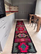 Vintage Geometric Maramureș Wool Runner Rug, 370x68 cm, view 13