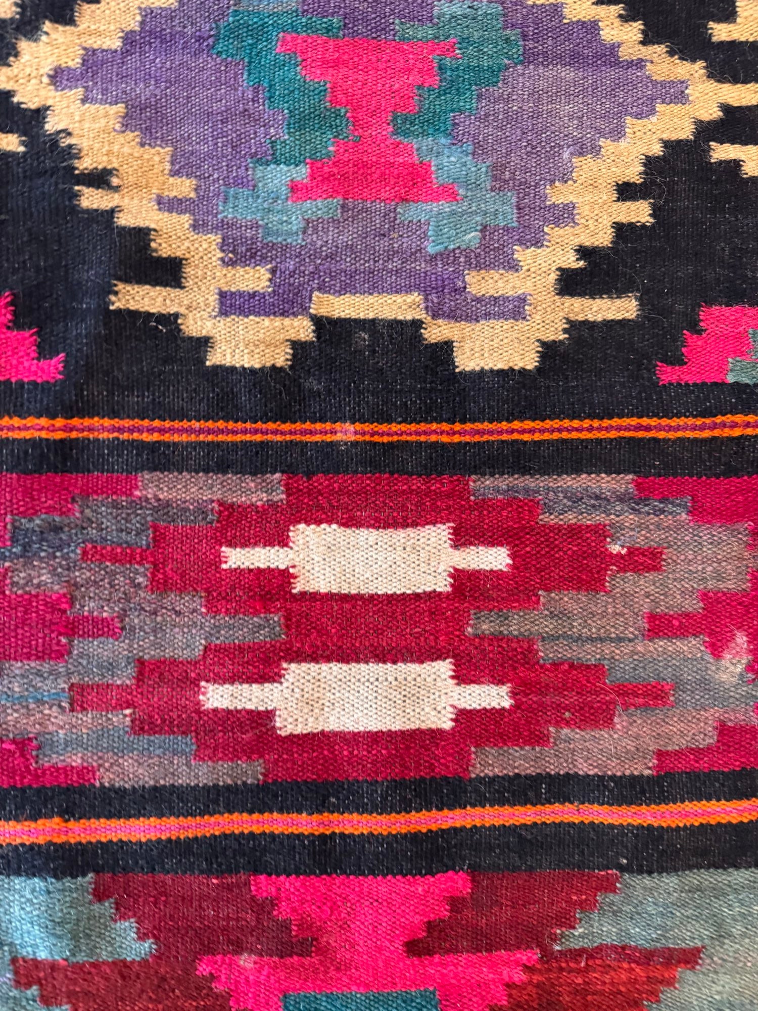 Vintage Geometric Maramureș Wool Runner Rug, 370x68 cm, view 4