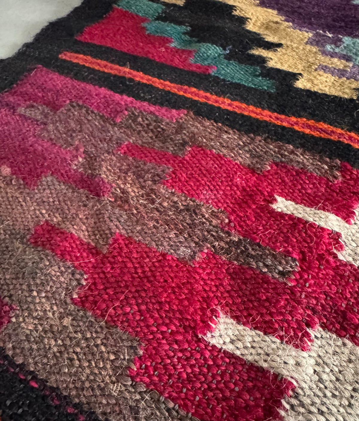 Vintage Geometric Maramureș Wool Runner Rug, 370x68 cm, view 9