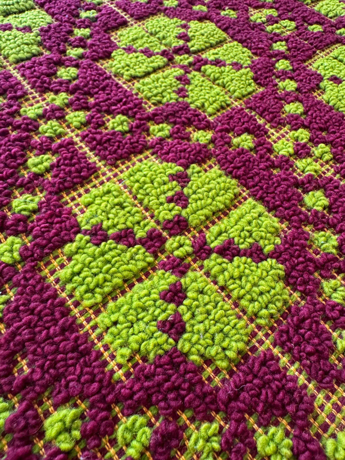Vintage Green Geometric Romanian Wool Rug, 200x162 cm, view 10