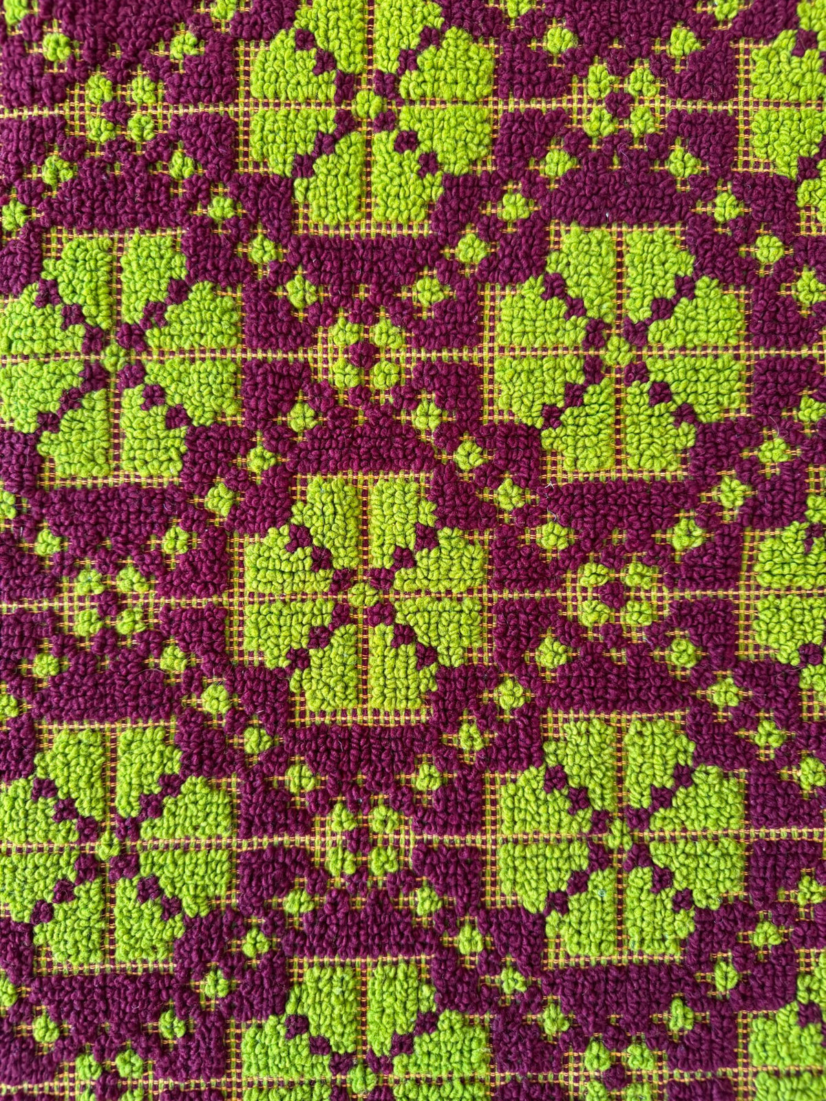 Vintage Green Geometric Romanian Wool Rug, 200x162 cm, view 12