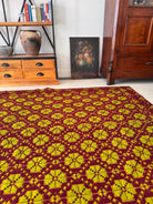 Vintage Green Geometric Romanian Wool Rug, 200x162 cm, view 13
