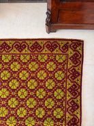 Vintage Green Geometric Romanian Wool Rug, 200x162 cm, view 6