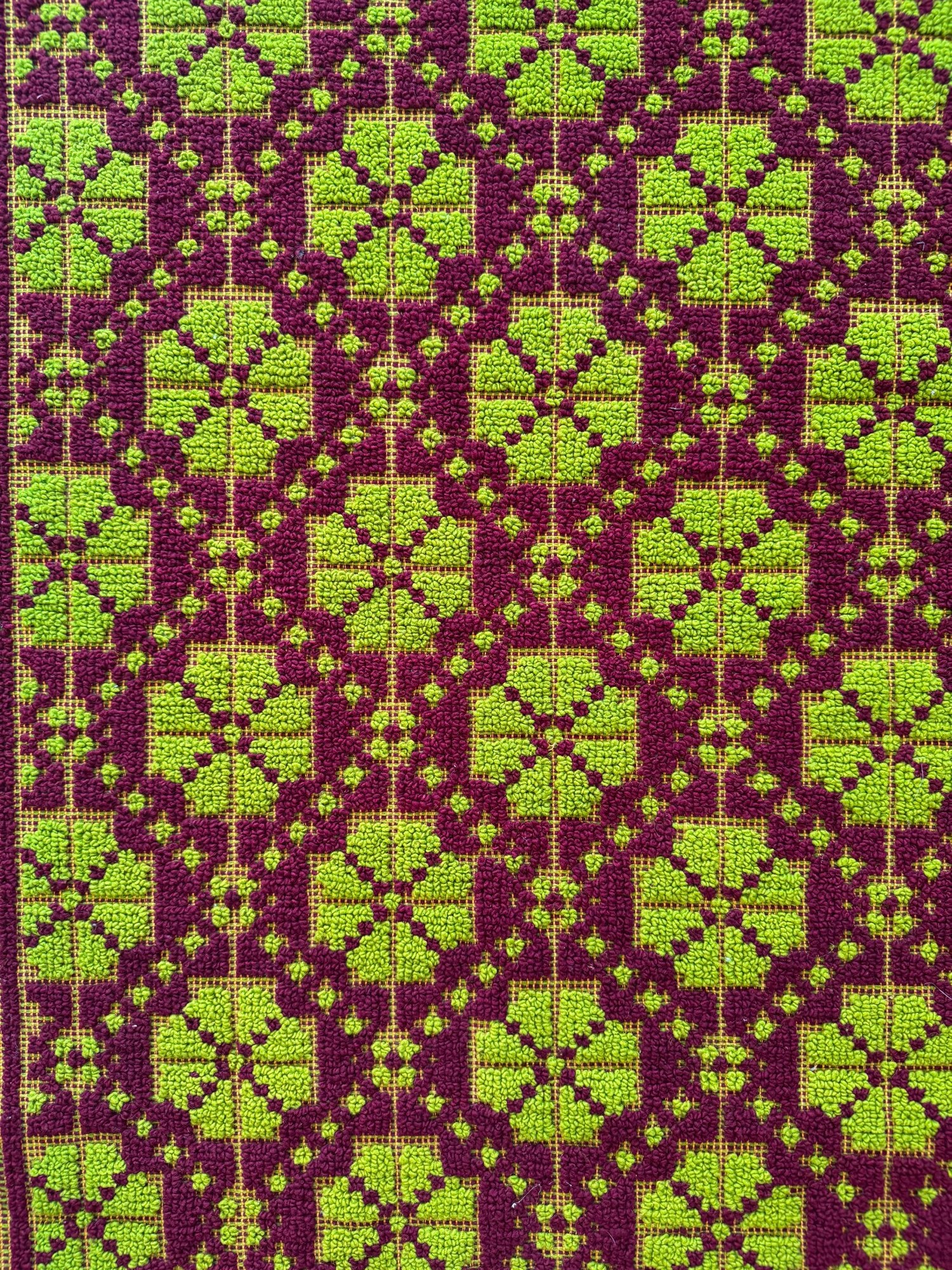 Vintage Green Geometric Romanian Wool Rug, 200x162 cm, view 7