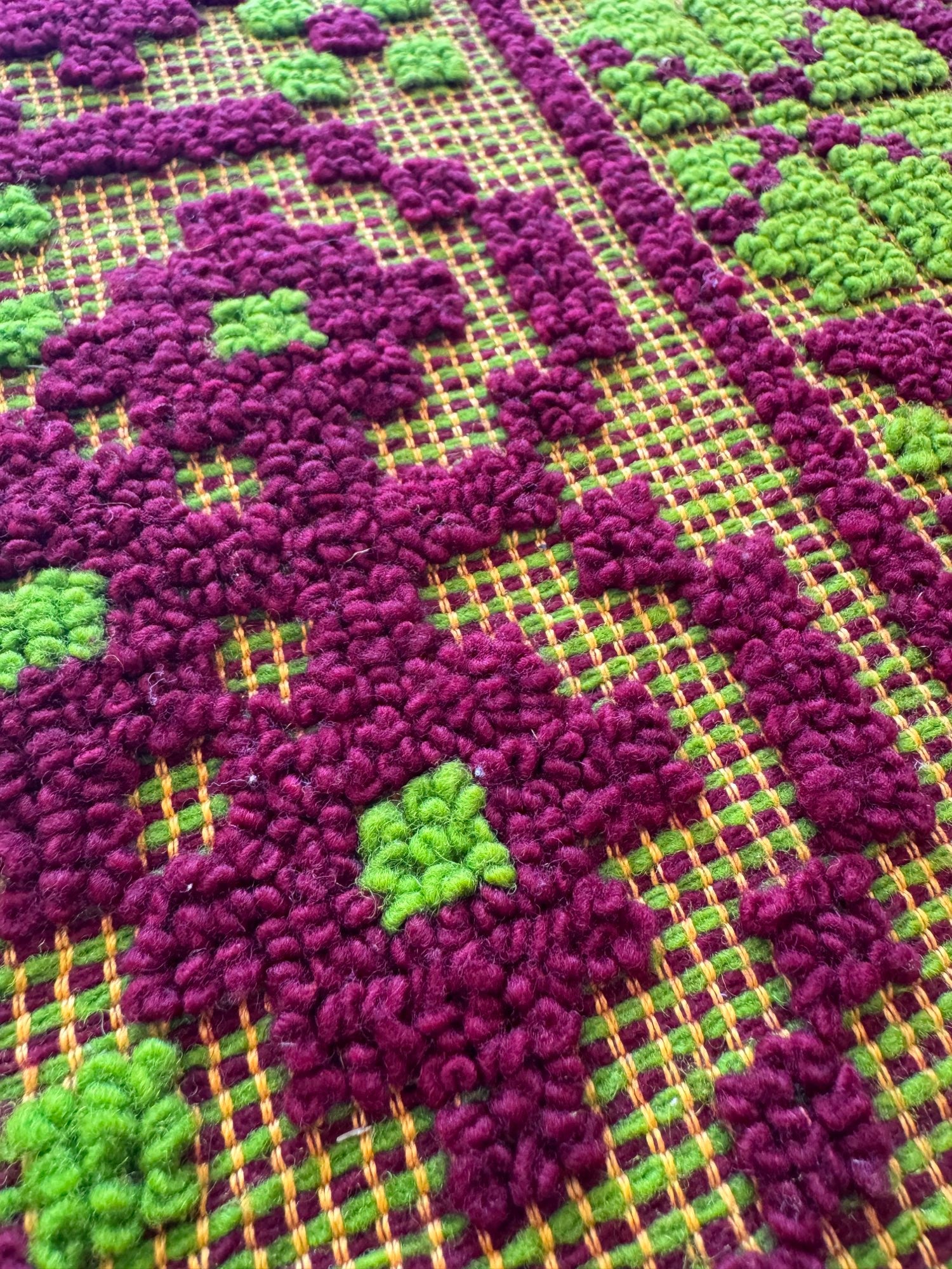 Vintage Green Geometric Romanian Wool Rug, 200x162 cm, view 9