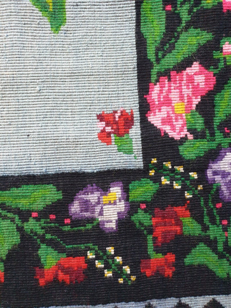 Handwoven Gray Floral Romanian Wool Rug, 239x155 cm, view 6