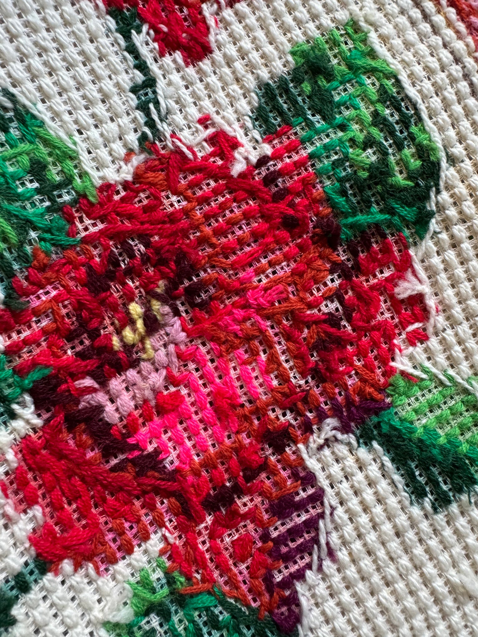 Cross-Stitch Rose Tablecloth, Romanian Folk, 89x84 cm, view 10