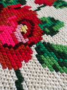 Cross-Stitch Rose Tablecloth, Romanian Folk, 89x84 cm, view 3