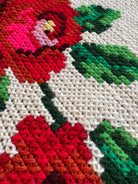 Cross-Stitch Rose Tablecloth, Romanian Folk, 89x84 cm, view 6