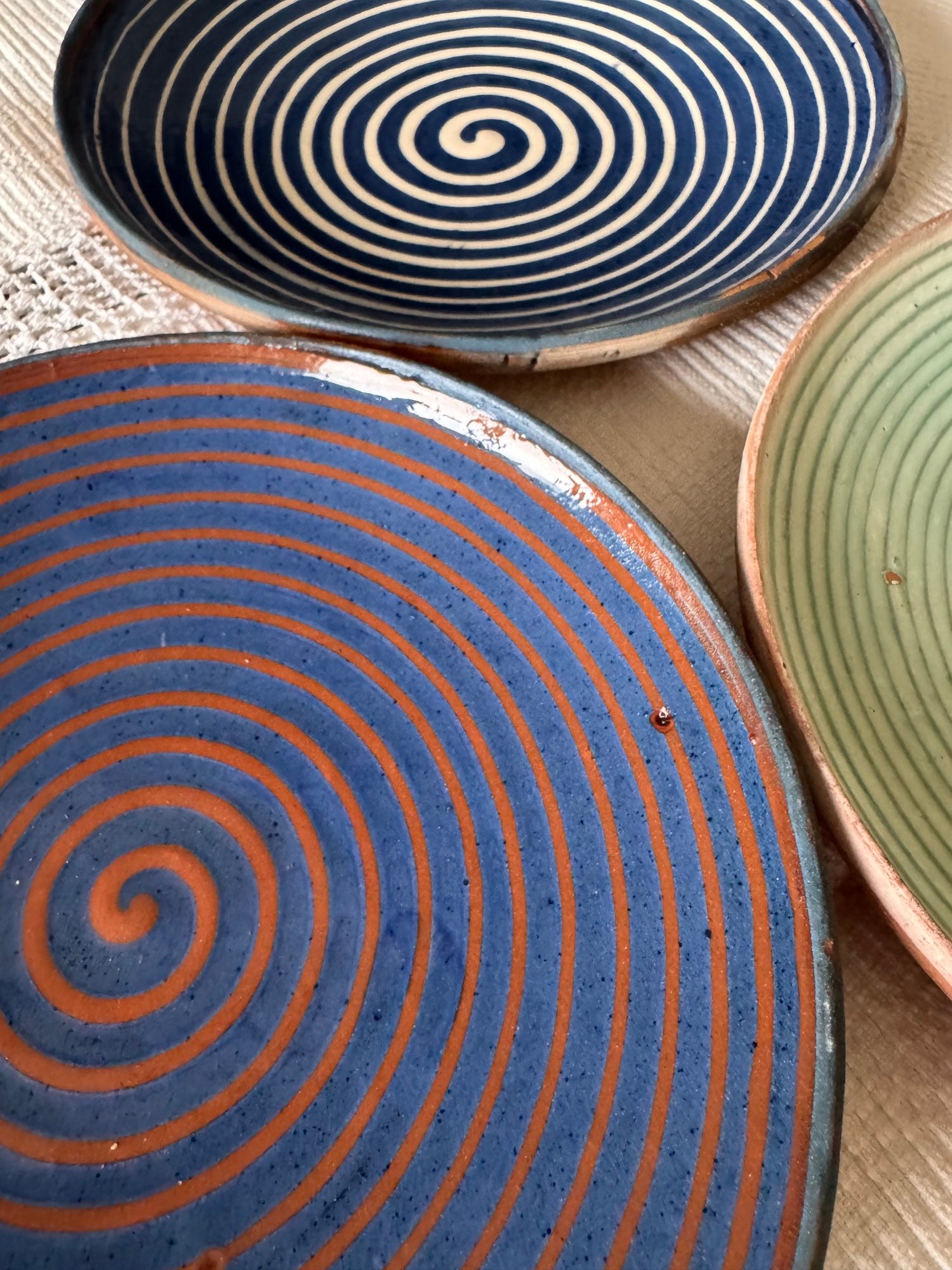 Horezu Ceramic Plate, Spiral Design, 21 cm, view 3