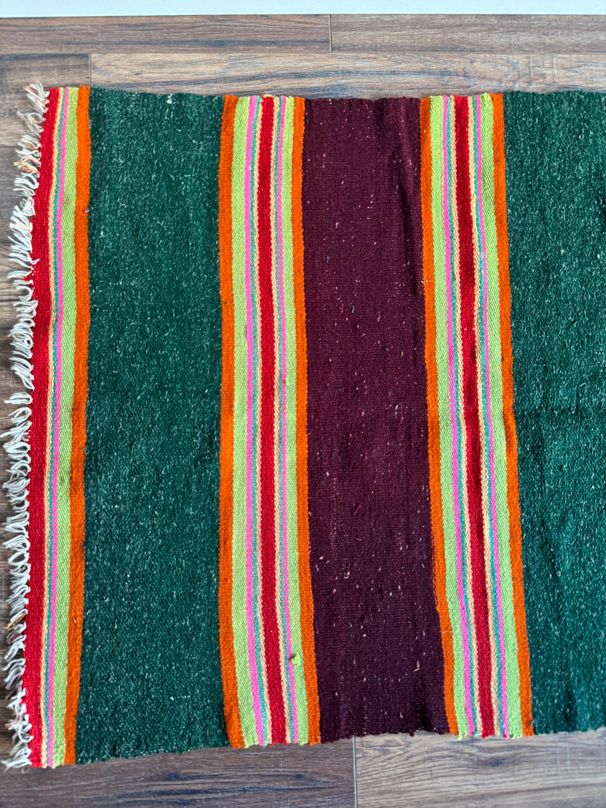 Vintage Green Striped Romanian Wool Runner Rug, 220x75 cm, view 11