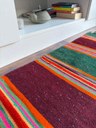 Vintage Green Striped Romanian Wool Runner Rug, 220x75 cm, view 5