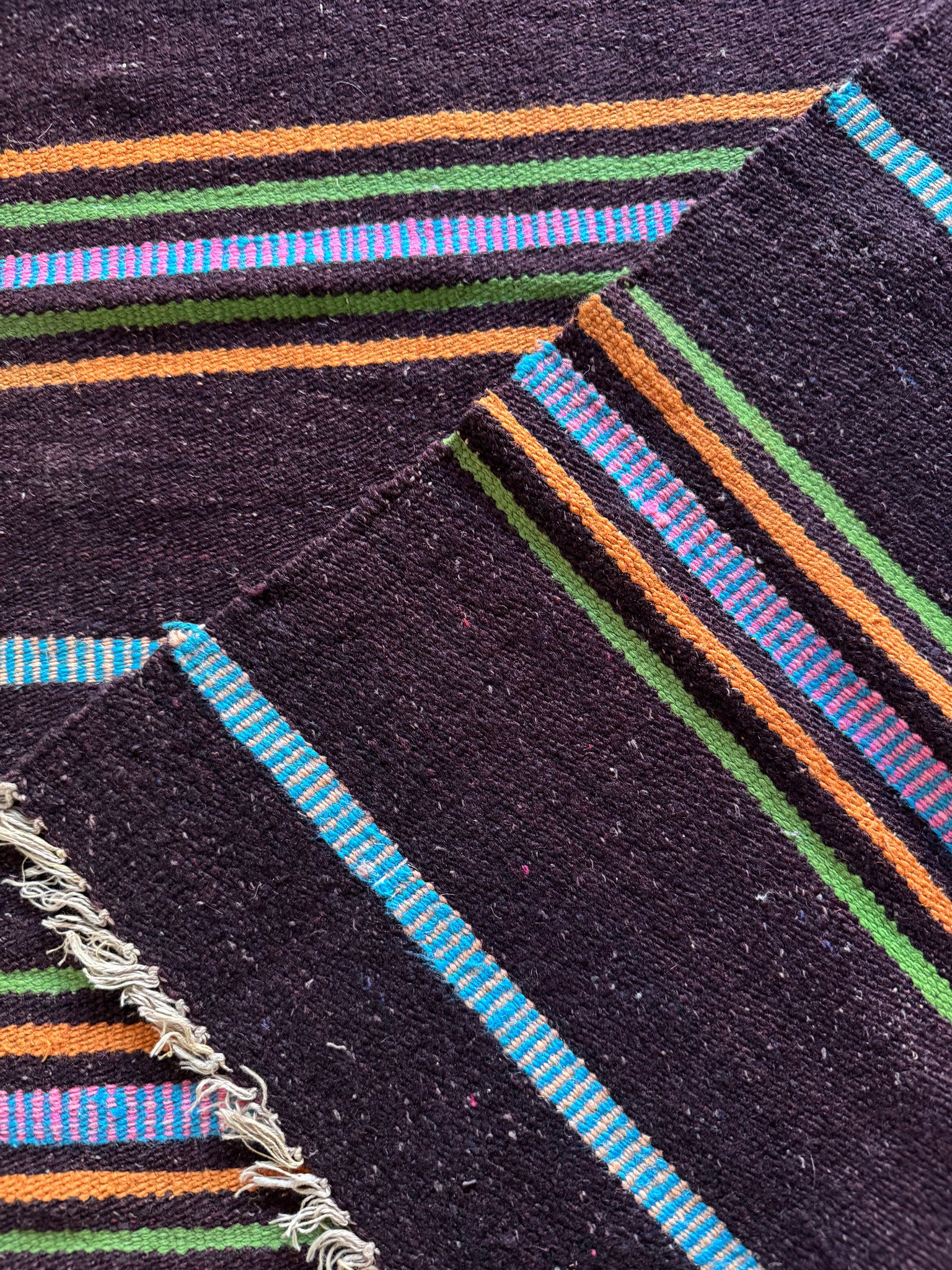 Vintage Brown Striped Romanian Wool Runner Rug, 213x80 cm, view 5