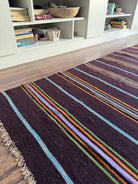 Vintage Brown Striped Romanian Wool Runner Rug, 213x80 cm, view 7