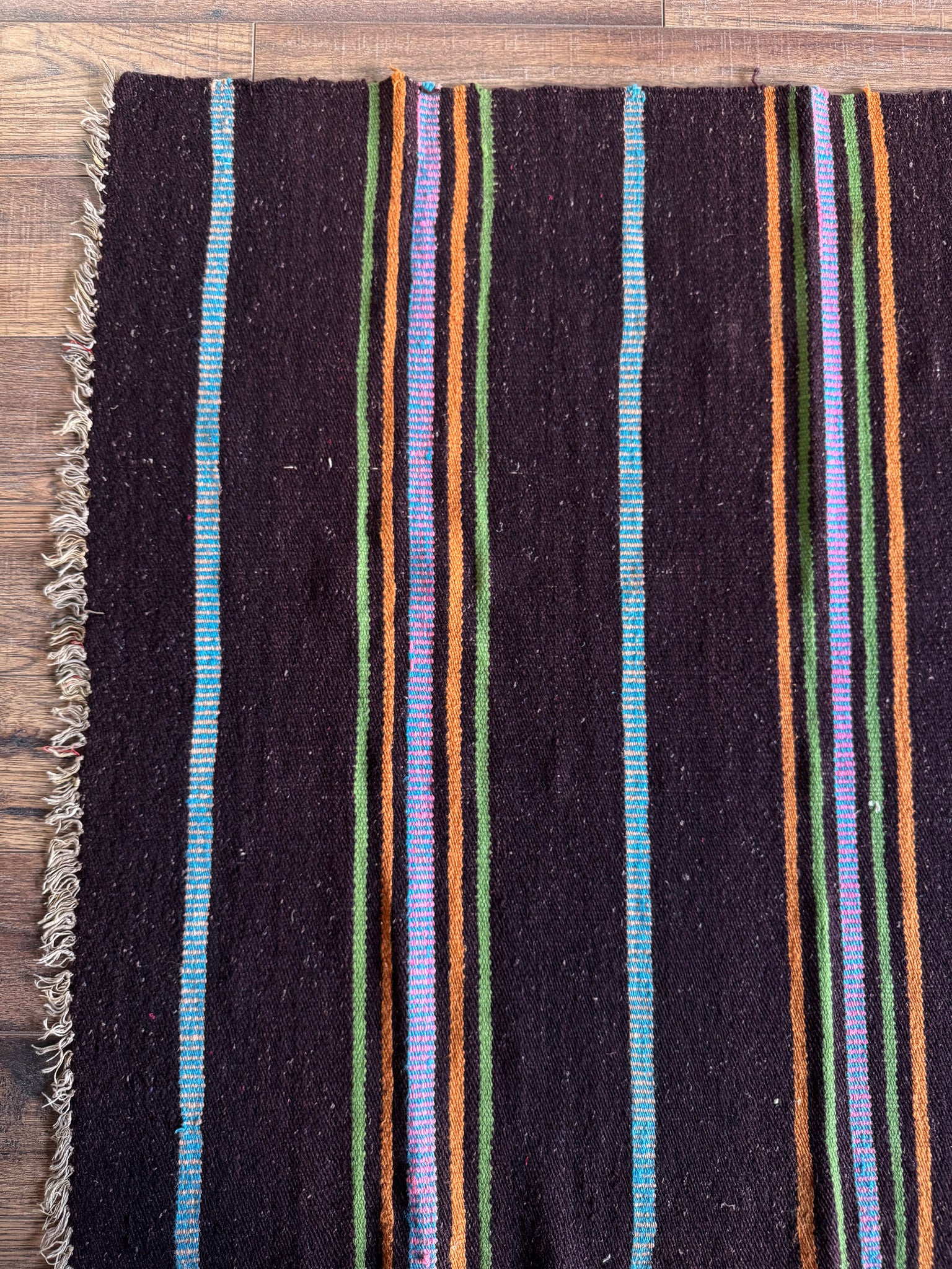 Vintage Brown Striped Romanian Wool Runner Rug, 213x80 cm, view 9