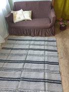 Vintage Gray Geometric Romanian Wool Rug, 228x154 cm, view 3