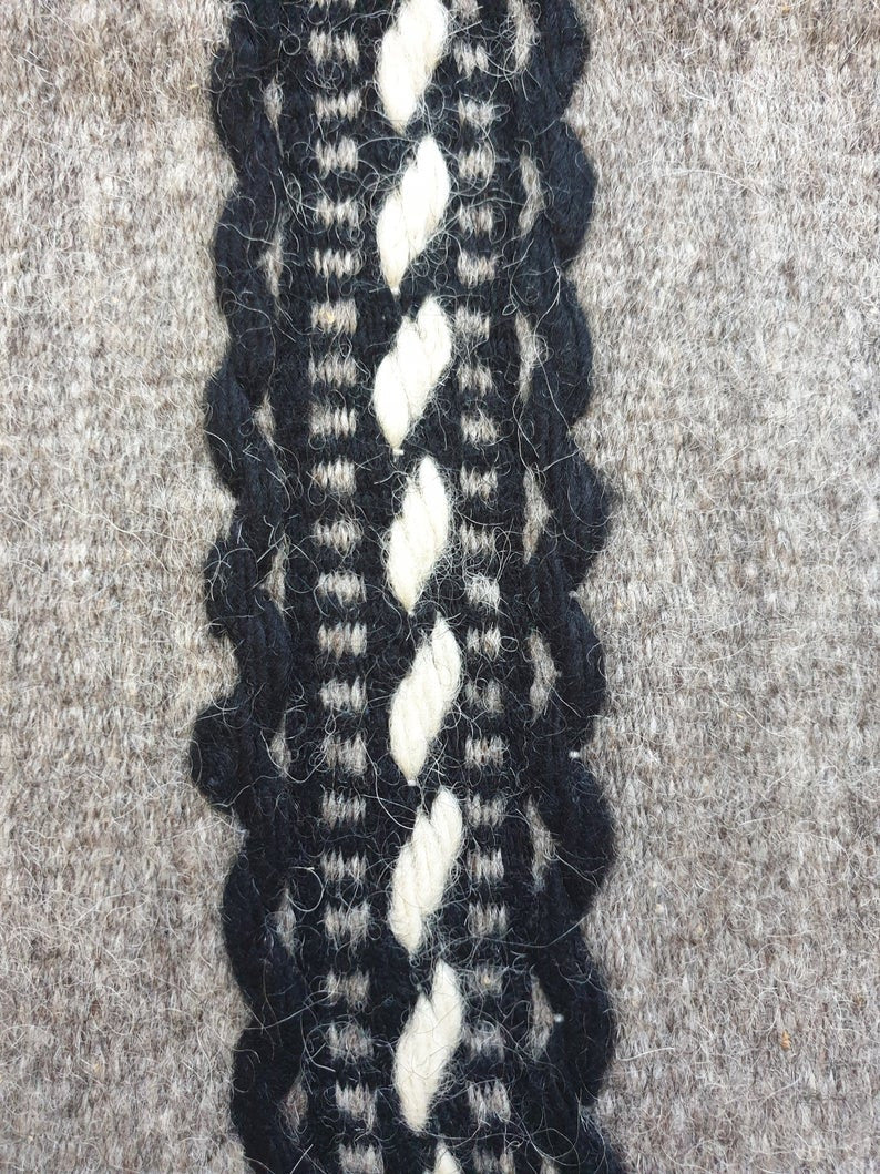 Vintage Gray Geometric Romanian Wool Rug, 228x154 cm, view 6