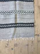 Vintage Gray Geometric Romanian Wool Rug, 228x154 cm, view 7