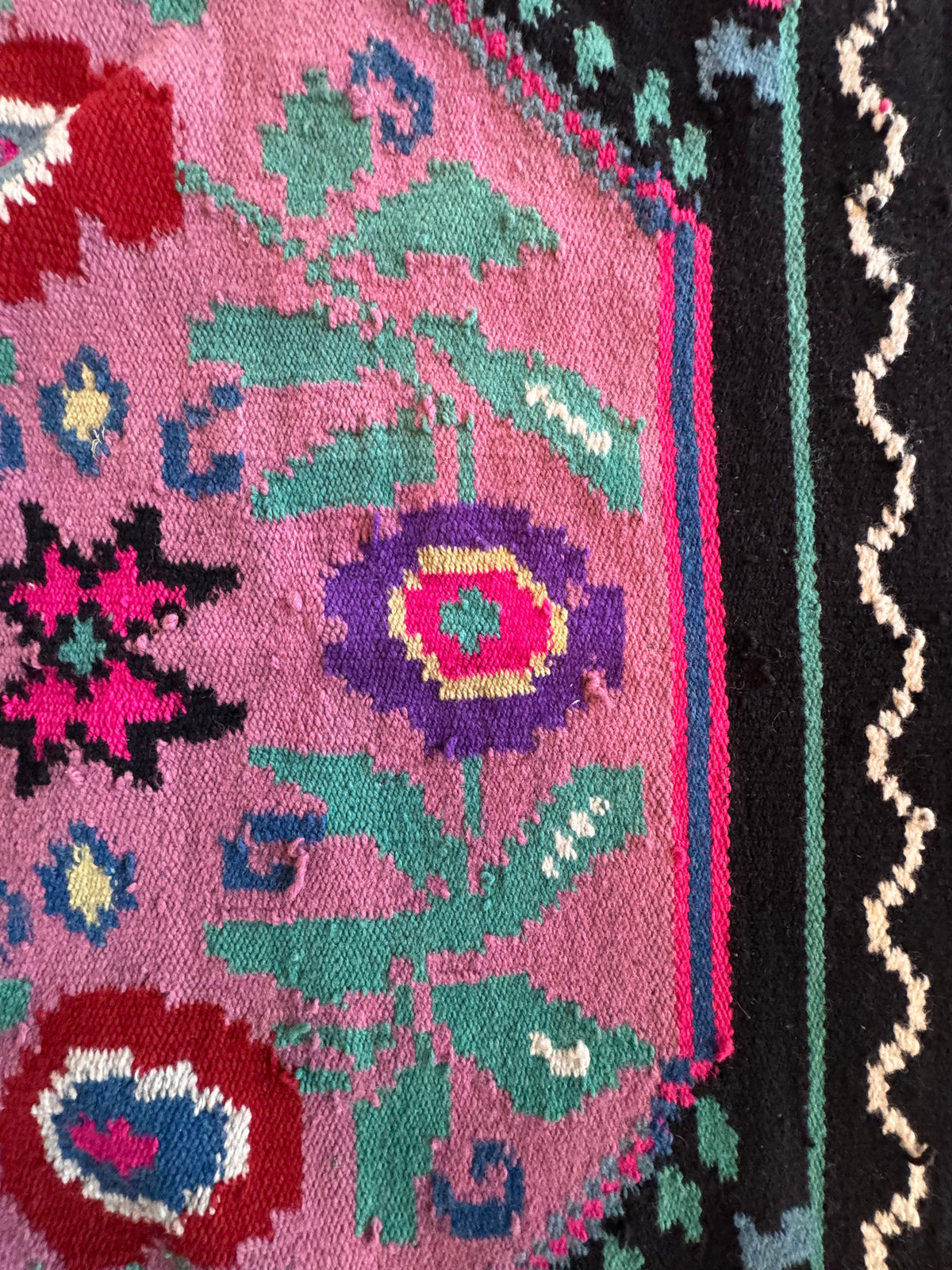 Handwoven Floral Transylvanian Wool Runner Rug, 328x140 cm, view 11