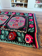 Handwoven Floral Transylvanian Wool Runner Rug, 328x140 cm, view 12